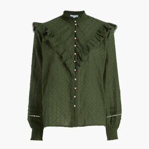 Hill House The Amira Top - Leaf Green Dot - Small